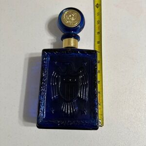 VTG JW Dant American Legion 50th Anniversary Cobalt Blue Glass Whiskey Decanter